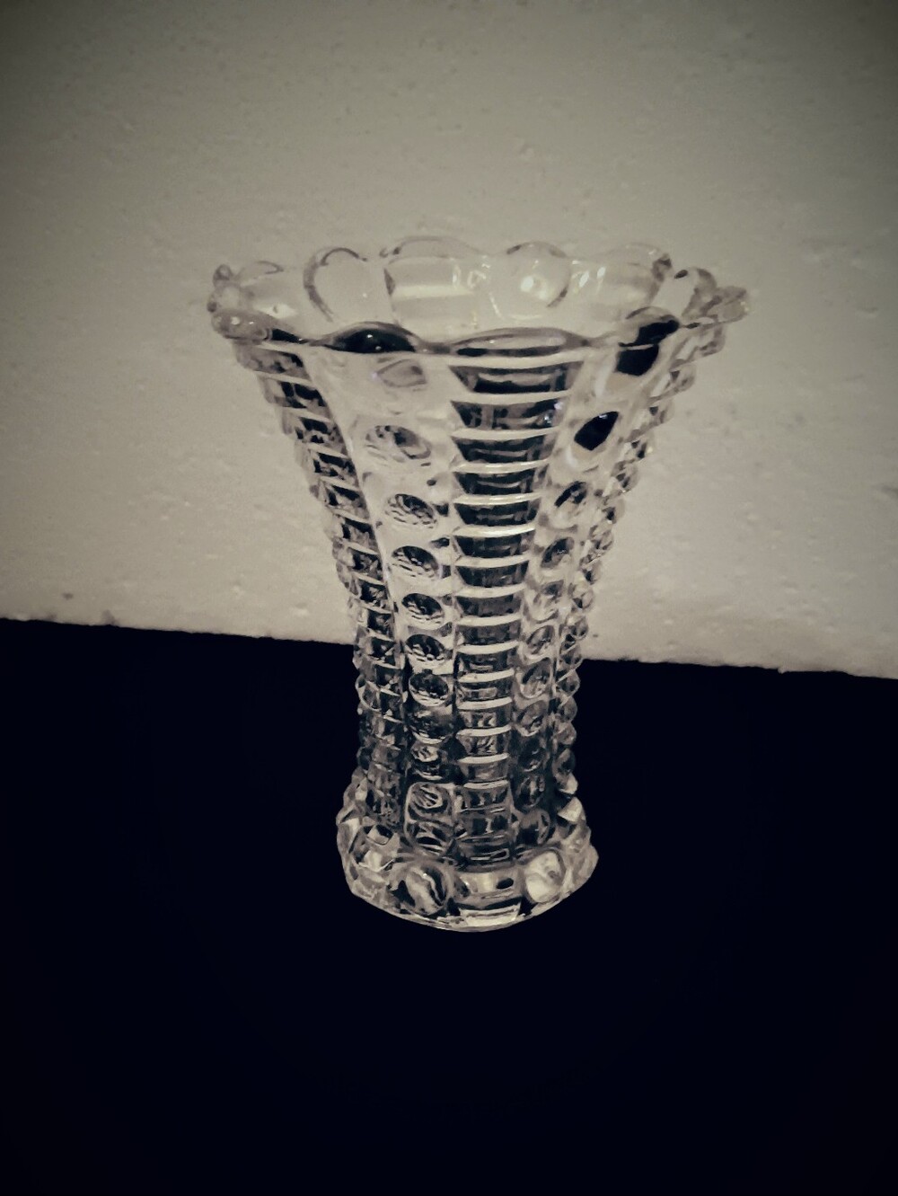 Clear Buttons and  Bars Mini Vase